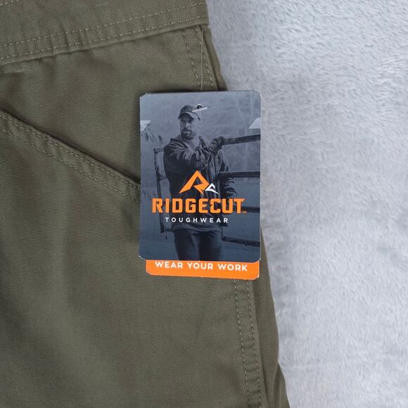 Ridgecut Cargo Shorts Mens 42x11 Green Toughwear Canvas Work Cotton Nylon - Picture 5 of 16